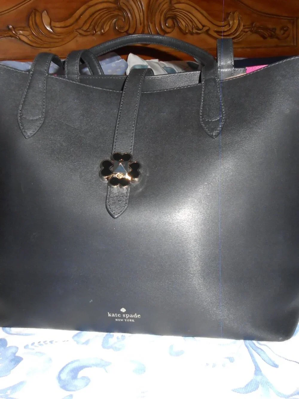 Kate Spade Tote Bag Women's Large Black Nicola Twist lock closure VGC